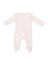 Velour Ruffle Sleeve 2-Way Zip Footie, Soft Pink