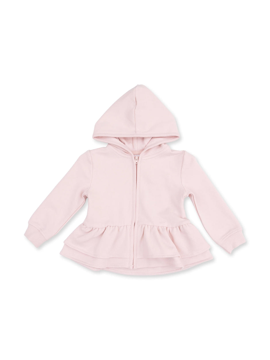 Zip Peplum Hoodie, Veiled Pink Bows