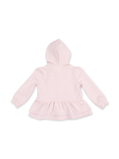 Zip Peplum Hoodie, Veiled Pink Bows