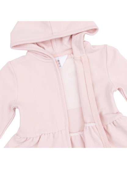 Zip Peplum Hoodie, Veiled Pink Bows