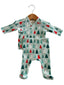 Organic Waffle Kimono & Pant Set, Festive Firs