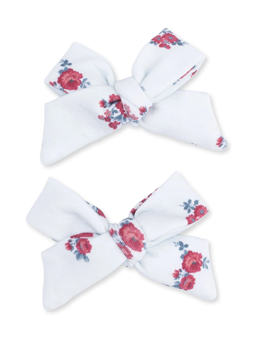 2-Pack Hair Bows w/Clips, Alyssa Floral