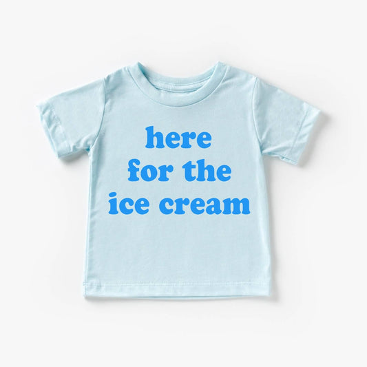 Kid's Graphic Short Sleeve Tee, Here for the Ice Cream! Ice Blue
