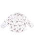 White long-sleeve shirt with a colorful cowboy and cactus pattern. Suitable for kids’ casual wear.