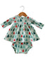 Organic Waffle Simple Dress & Bloomer, Festive Firs