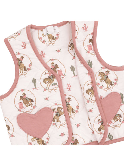 Quilted Vest with Heart Pockets, Cowgirl Cameos