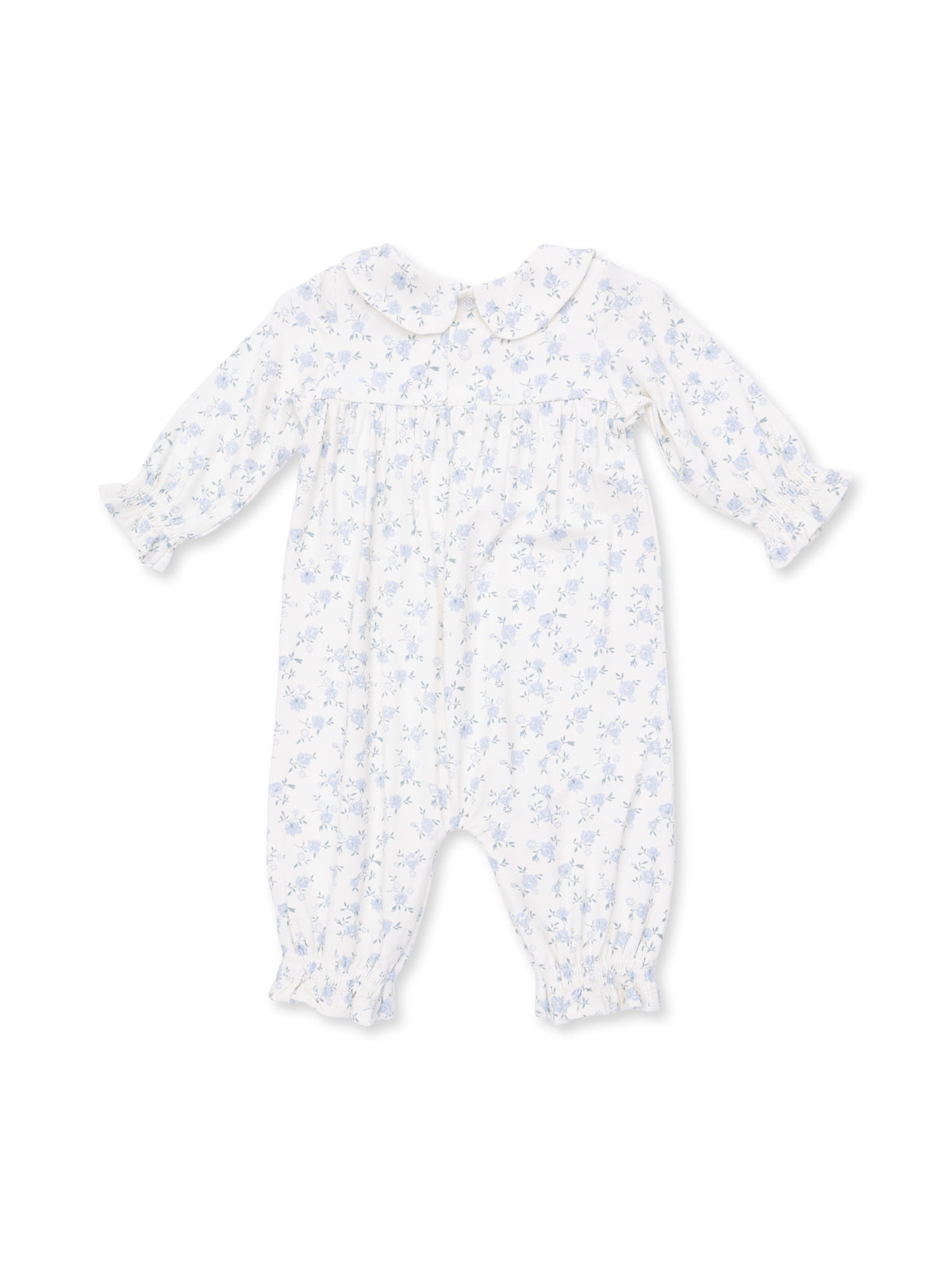 Smocked Long Sleeve Romper, Rose Briar