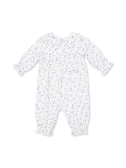 Smocked Long Sleeve Romper, Rose Briar