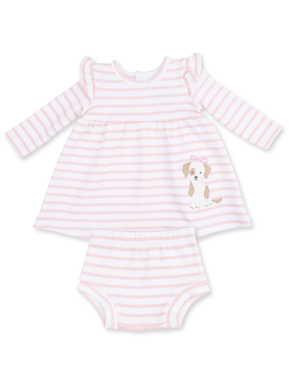 Ruffle Dress and Bloomer, Stripe Puppy