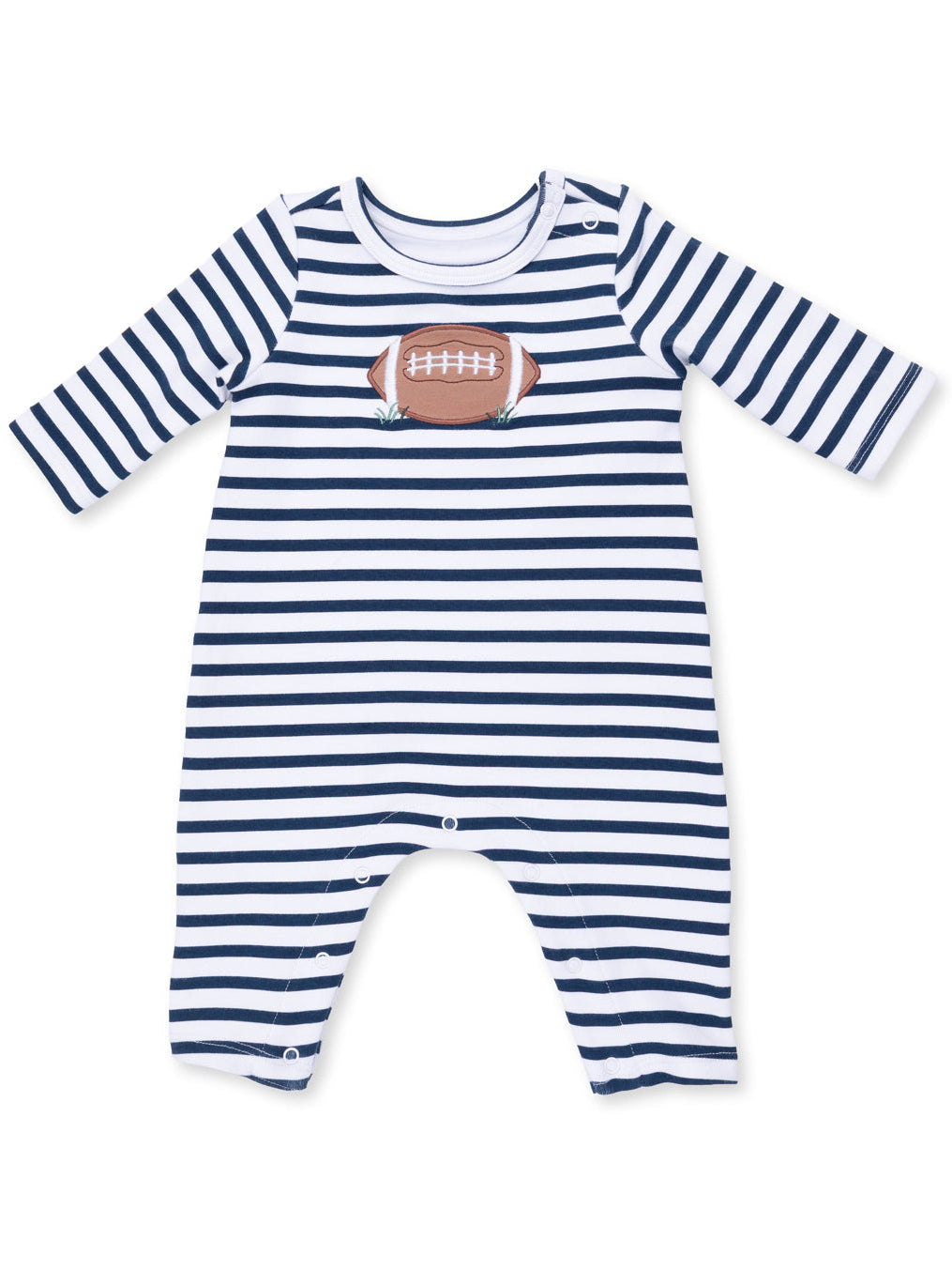 Snap Shoulder Romper, Football Navy