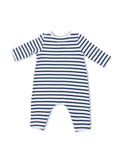 Snap Shoulder Romper, Football Navy