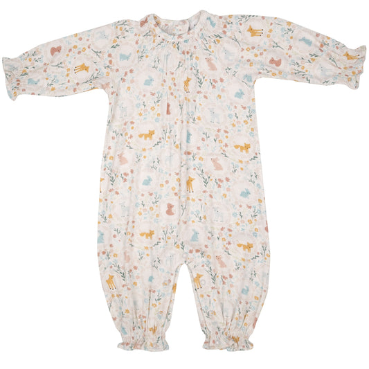 Smocked Romper, Pretty Woodland Cameos
