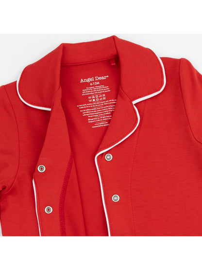 Knit Kids Long Sleeve Coat Style with Pant, Ribbon Red