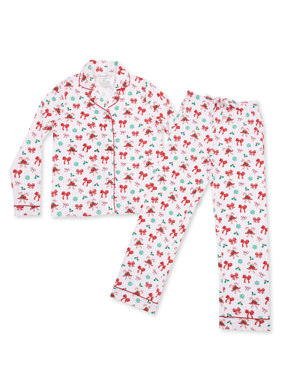 Adult Coat Style Lounge Set with Pockets, Bows & Candy Canes