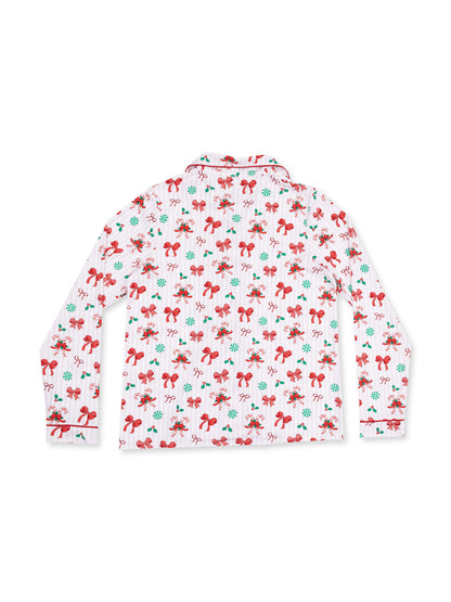 Adult Coat Style Lounge Set with Pockets, Bows & Candy Canes