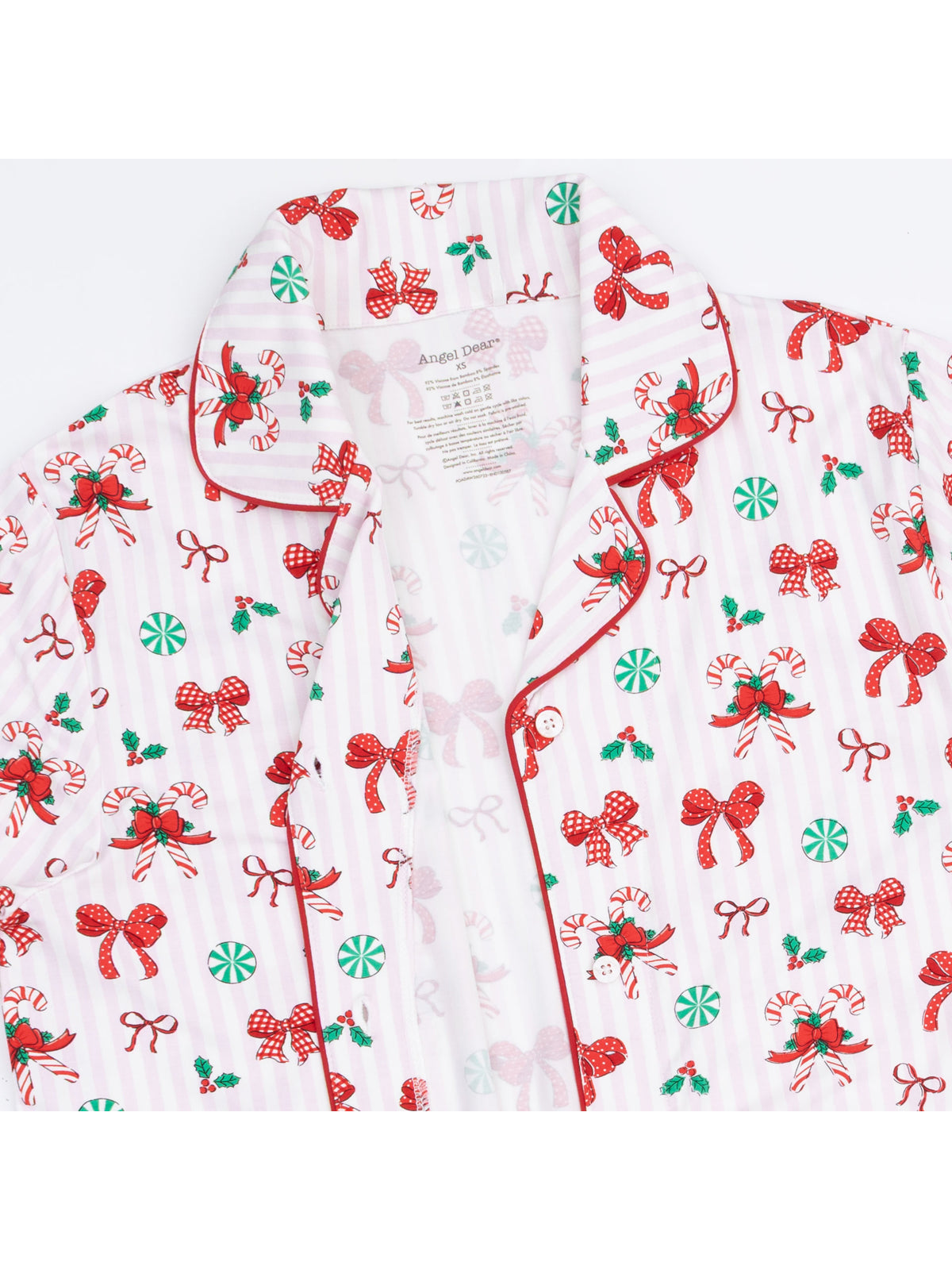 Adult Coat Style Lounge Set with Pockets, Bows & Candy Canes