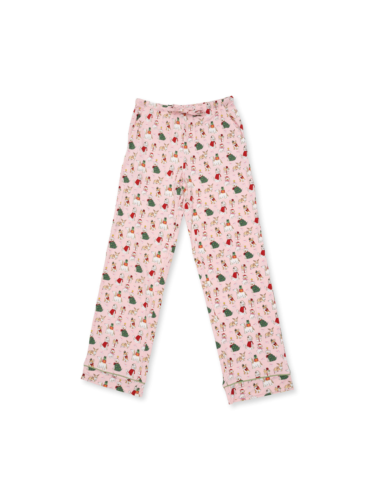 Adult Coat Style Lounge Set with Pockets, Christmas Dogs Pink