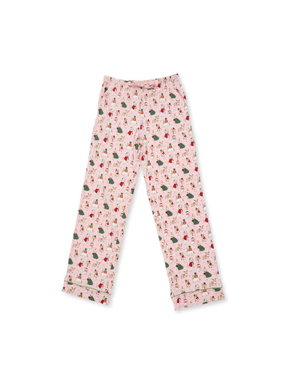 Adult Coat Style Lounge Set with Pockets, Christmas Dogs Pink