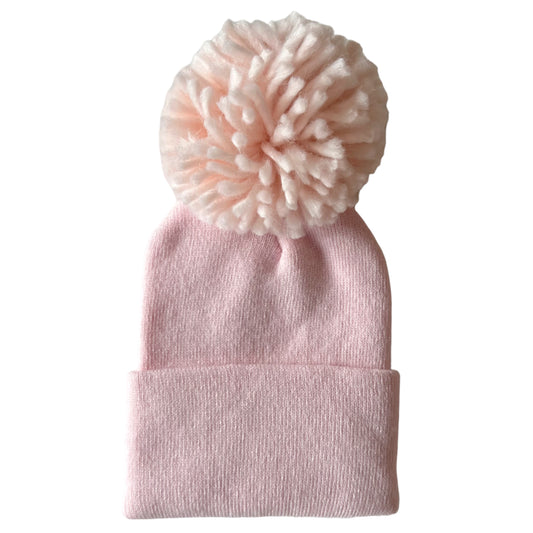 Baby's First Hat, Petal Pink Pom