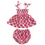 Smocked Set, Pink Flower Checkerboard