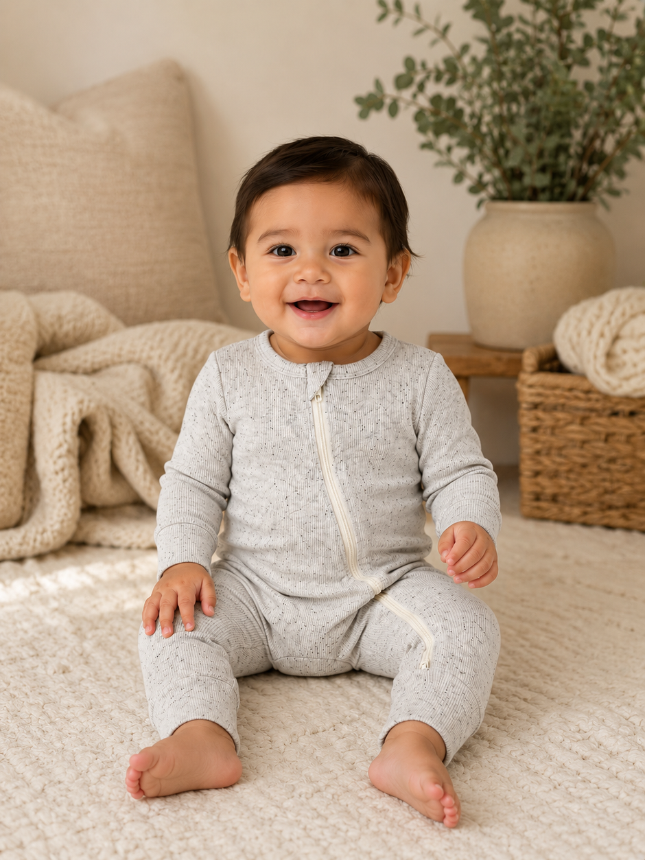 Heather Speckle / 2-Way Zip Romper