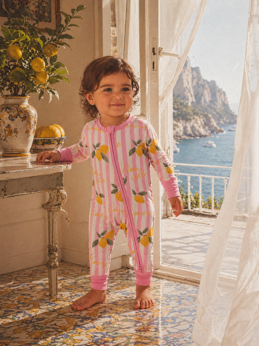 Bamboo Baby Zipper Romper – Italian Lemon Amore | Soft
