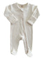 Ivory / Organic Ribbed Zip Footie