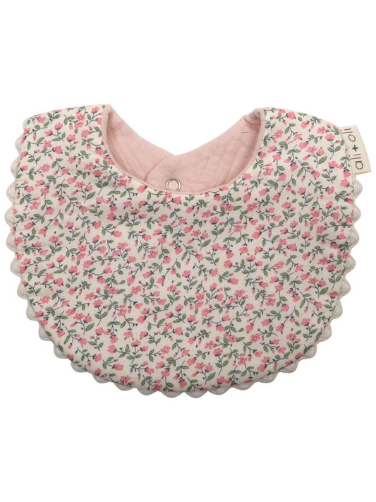 Muslin Cotton Double Sided Baby Bib, Floral/Pink
