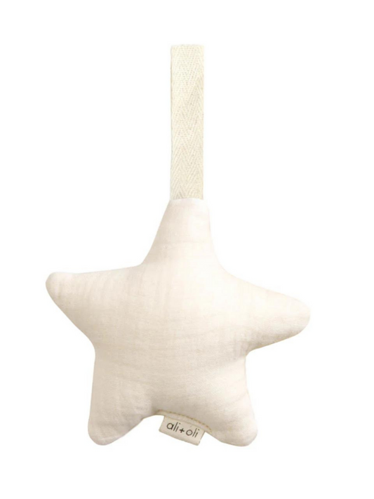 Plush Star Pacifier Holder, Ivory