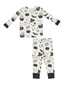 Long Sleeve Loungewear Set, Black & White Halloween