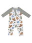 Raglan Henley Romper, Cuddly Leaves