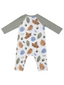 Raglan Henley Romper, Cuddly Leaves