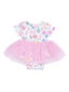 Twirly Short Sleeve Tutu Bodysuit Dress, Easter Bunnies Pink