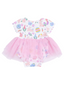 Twirly Short Sleeve Tutu Bodysuit Dress, Easter Bunnies Pink