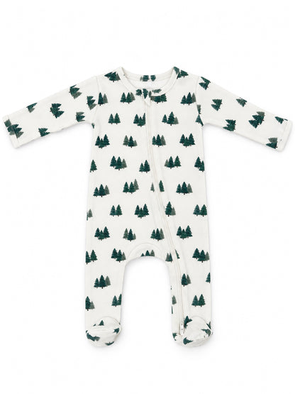Evergreen Grove / Organic Cotton 2-Way Zip Footie