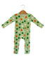 Organic Waffle 2-Way Zip Romper, Green Clover