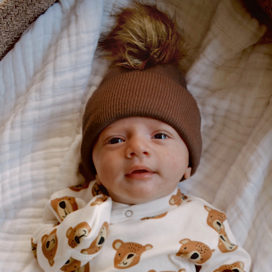 Baby's First Hat, Sandalwood Fur Pom