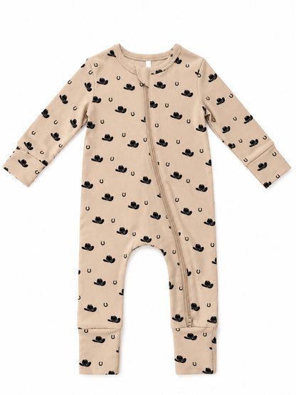 Cowboy Hats / Organic Cotton 2-Way Zip Romper
