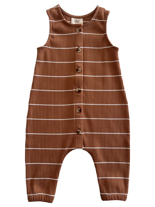 Saddle Stripe / Organic Ribbed Bay Jumpsuit
