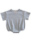 Dusty Blue Stripe / Organic Ribbed T-Shirt Bubble