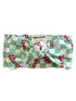 Green and white checkered bow headband with candy cane prints, suitable for infants 0-12 months.