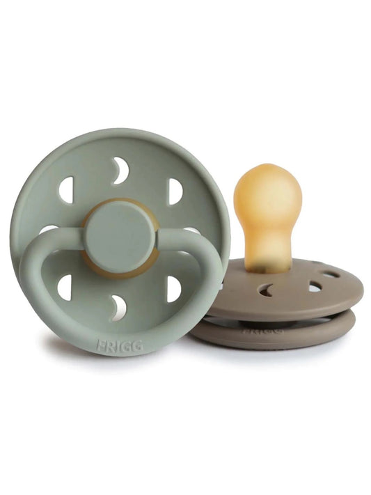 Moon Phase Natural Rubber Pacifier 2-Pack, Sage / Portobello
