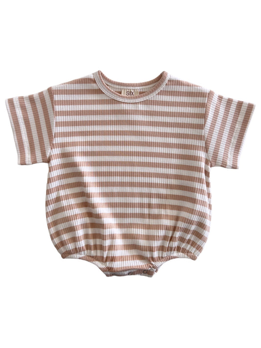 Tan Stripe / Organic Ribbed T-Shirt Bubble
