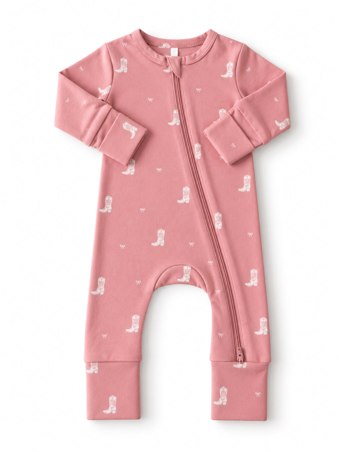 Boots & Bows / Organic Cotton 2-Way Zip Romper