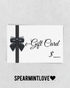 e-Gift card design featuring a black bow, with the words "SPEARMINTLOVE" below.