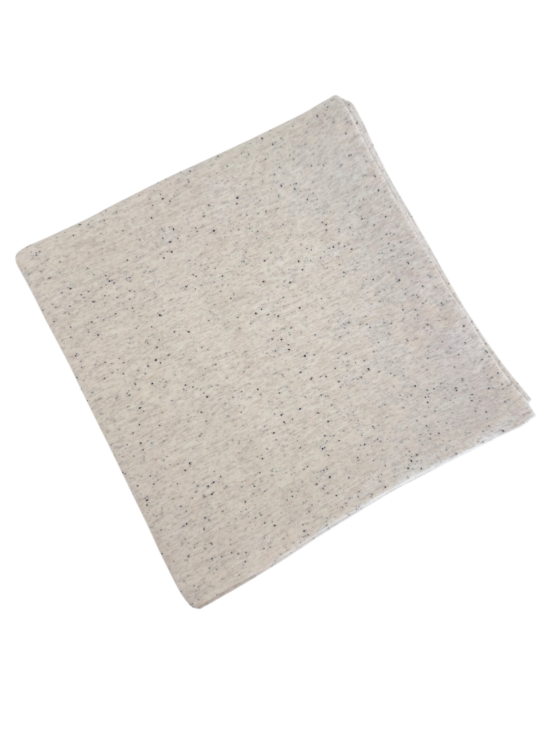 Light gray speckled fabric square placed flat on a white background.