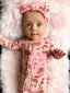 2-Way Ruffle Zip Footie, Gingerbread Friends Pink