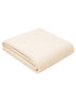Cream-colored folded blanket with a textured weave, perfect for warmth and comfort.