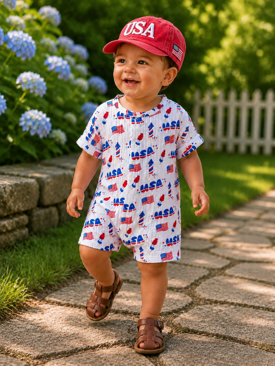Muslin Henley Shortall, 4th of July