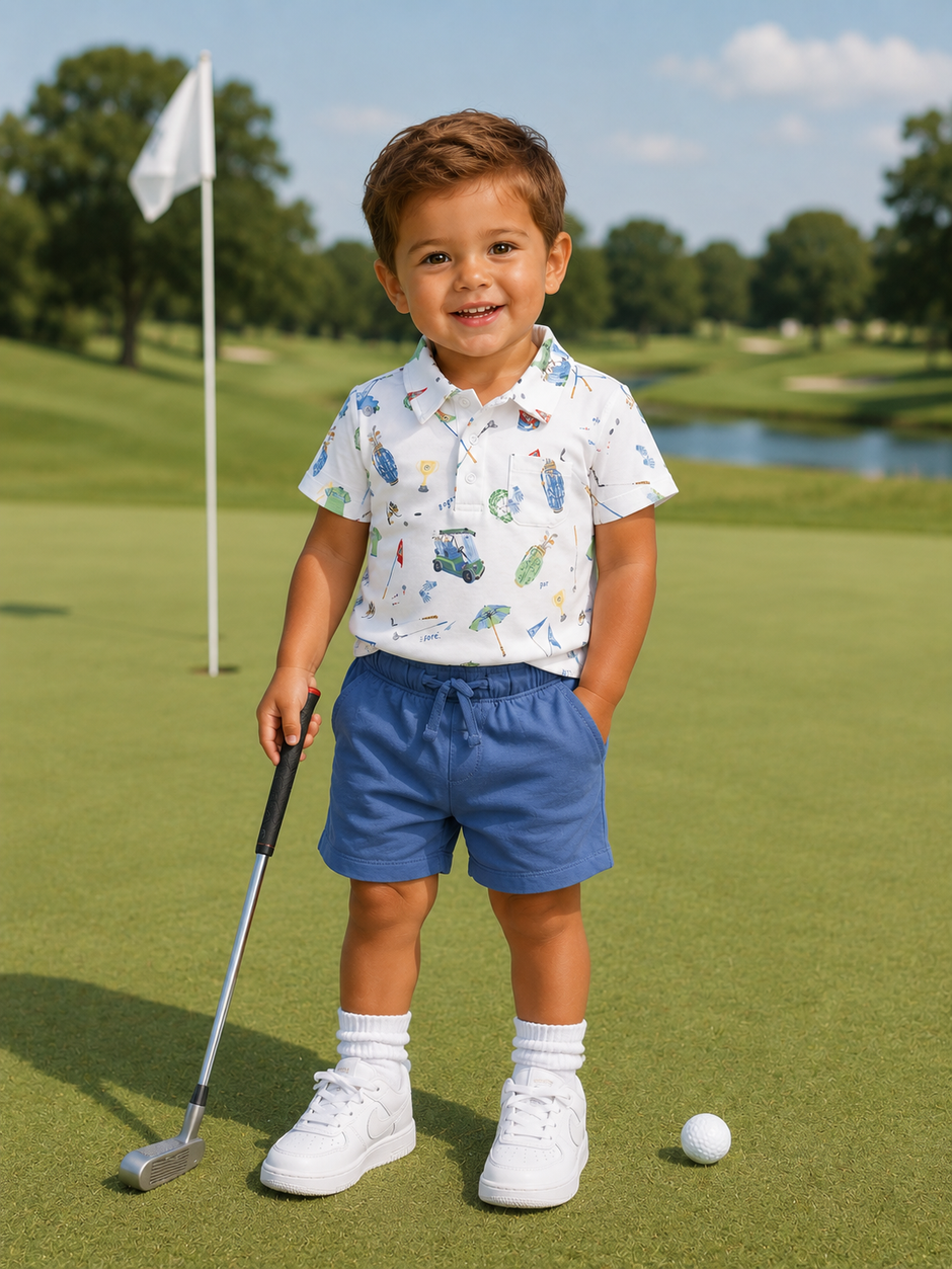 Polo Shirt & Casual Short Set, Golf Things
